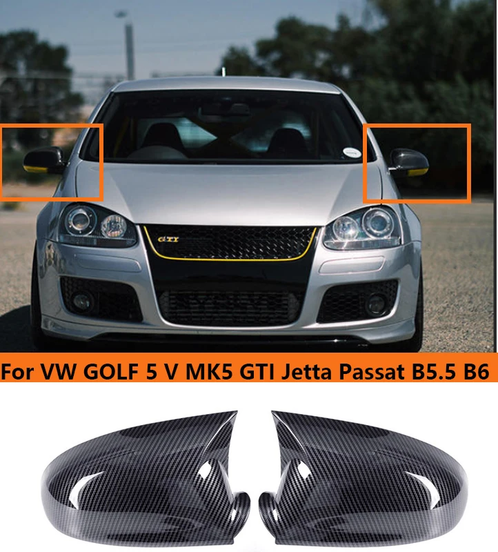 Czarny błyszczący styl ABS boczne lusterko wsteczne kapsle ochronne do Volkswagen Golf 5 MK5 GTI Jetta 5 Passat B6 B5 2003 ~ 2008