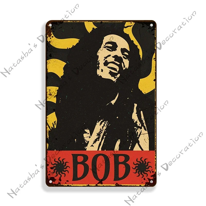 Rusty Bob Marley Metal Poster Singer Metal Tin Sign Vintage Poster Bar Club Pub Wall Decoration Reggae Rock Poster Metal Plaque