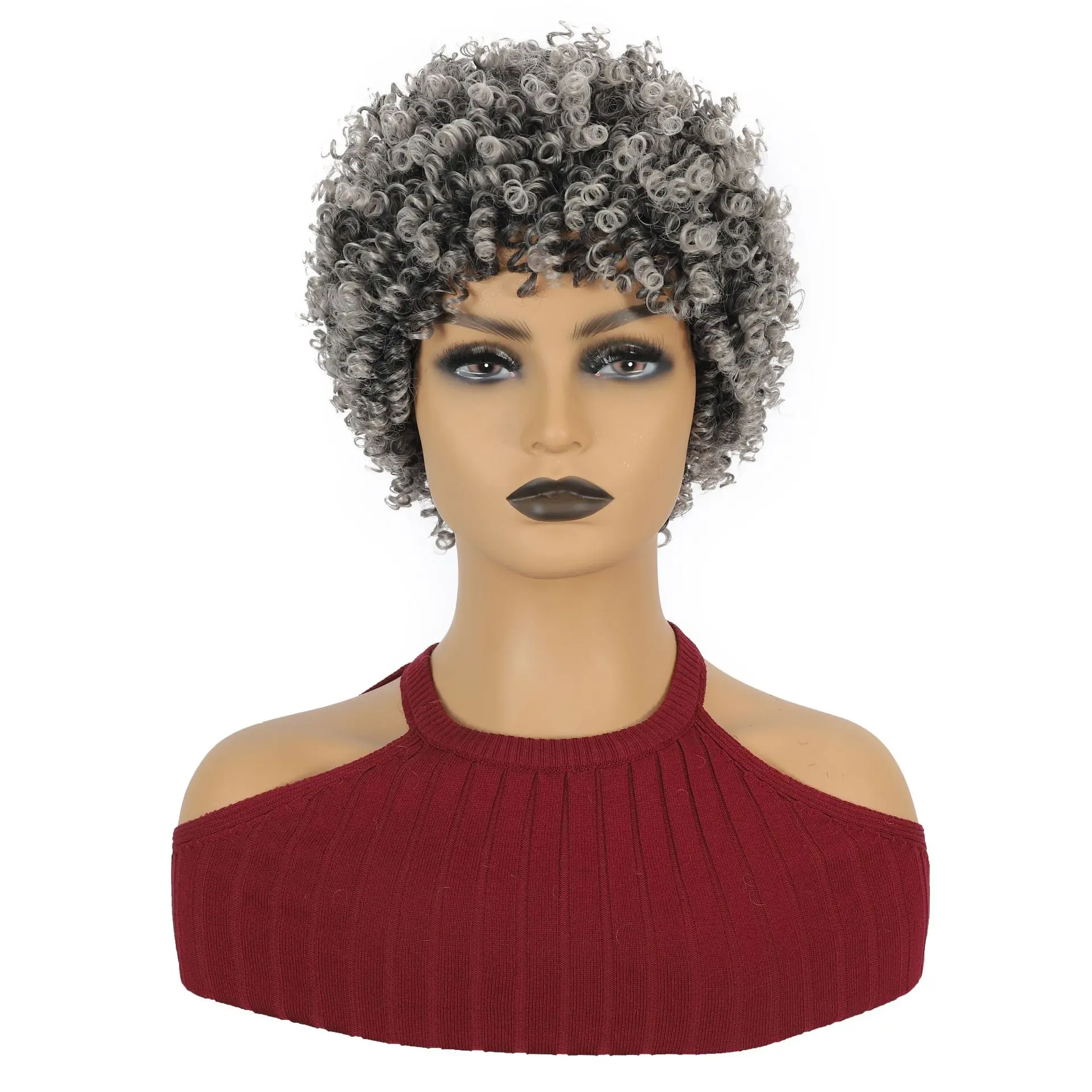 Short African Pop Roll Headgear for Black Women, Fluffy Afro Wig, Perfect for Daily Use