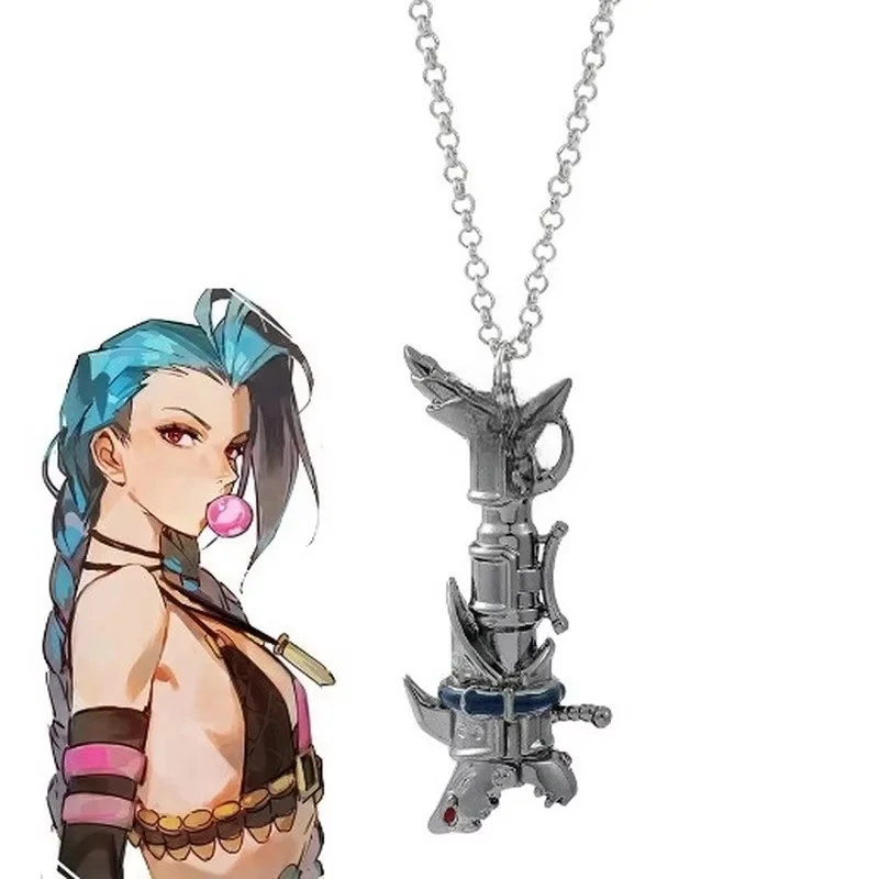 Hot Arcane League Of Legends Animated Figures Jinx Ekko The Same Paragraph Necklace Rotatable Pendant Daily Collocation Presents