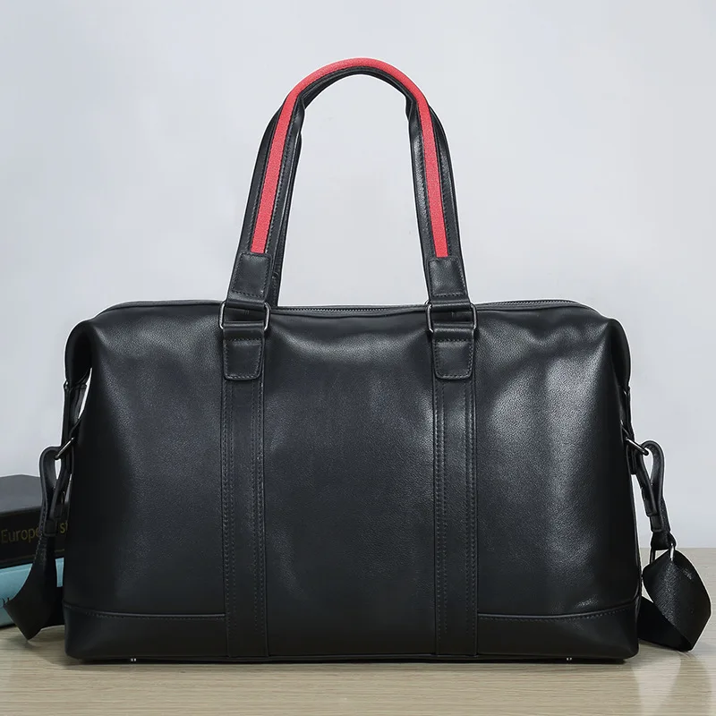 

Мужская дорожная сумка из натуральной кожи, повседневная сумка для ручной клади, большая вместительная сумка для фитнеса, 13-дюймовый карман для ноутбука, дорожные сумки для кемпинга