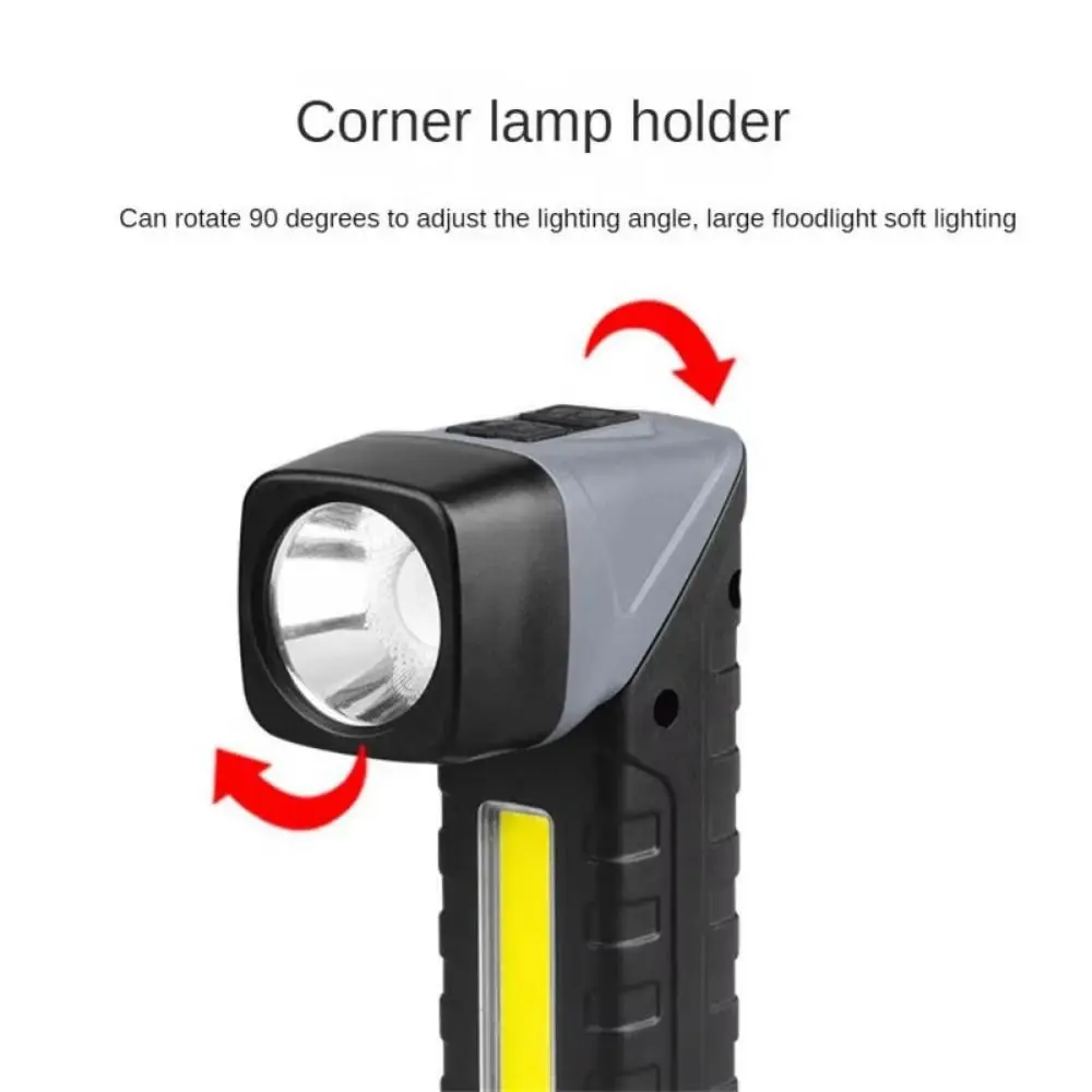 90-degree Rotatable Portable LED Flashlight Magnet Bottom Handheld Outdoor Torch Long Lasting Red Light Mini Camping Lamp Hiking