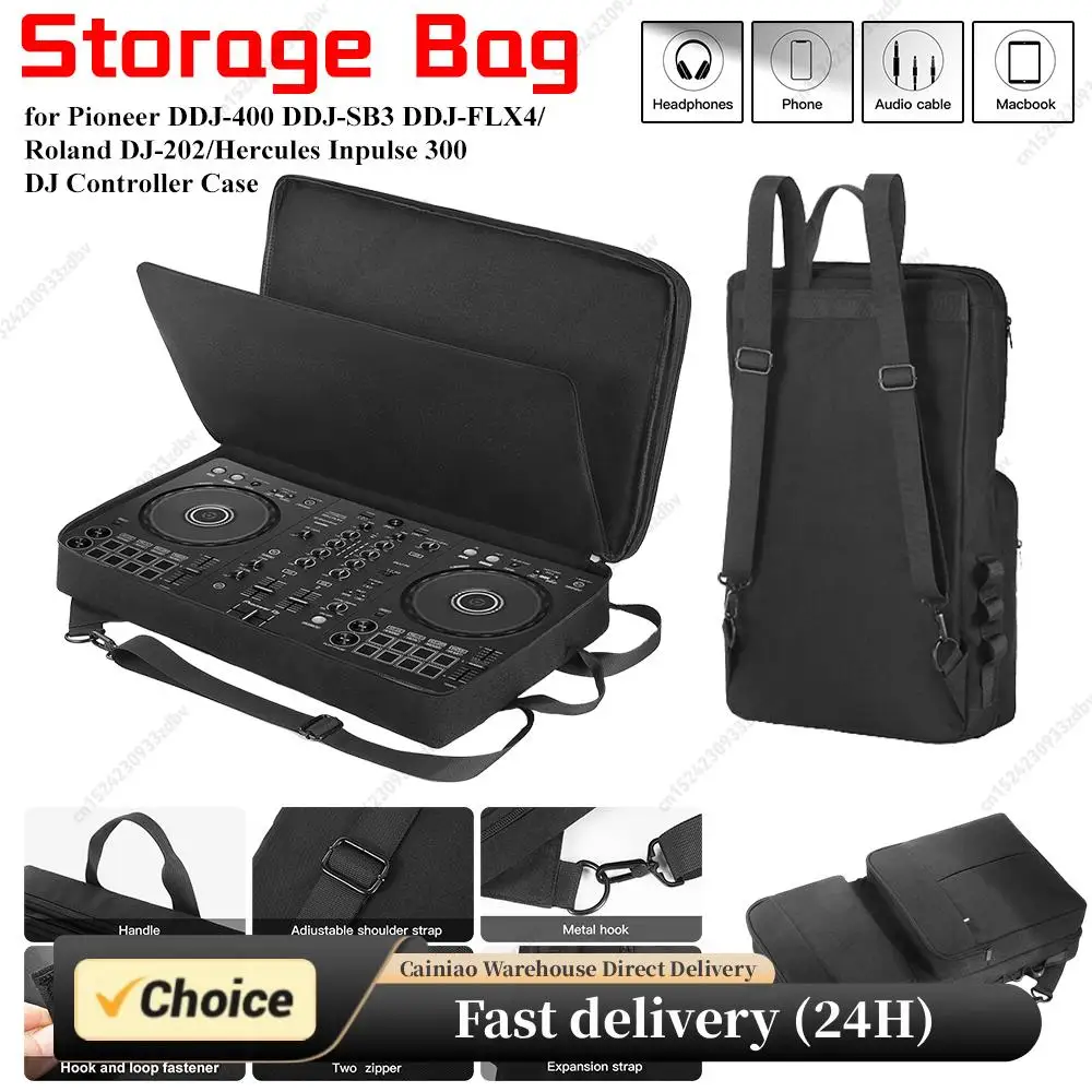 

DJ Backpack for Pioneer DDJ-400 DDJ-FLX4 for Roland DJ-202 DJ Controller Case Portable Storage Bag Travelling Case Anti-scratch