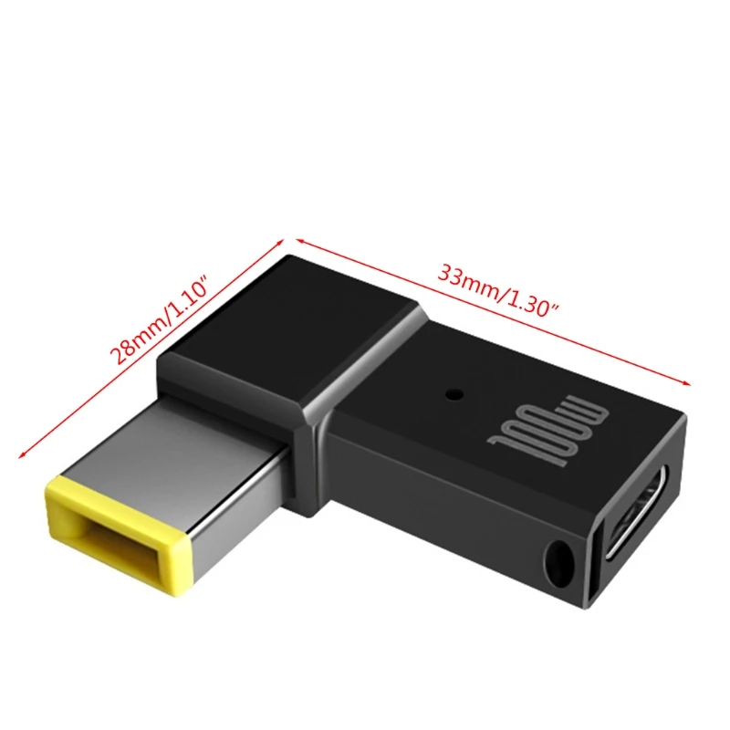 Adaptor Tipe C Antarmuka Perempuan Kompatibel dengan Thinkpad 100W PD Plug Charging Converter Persegi