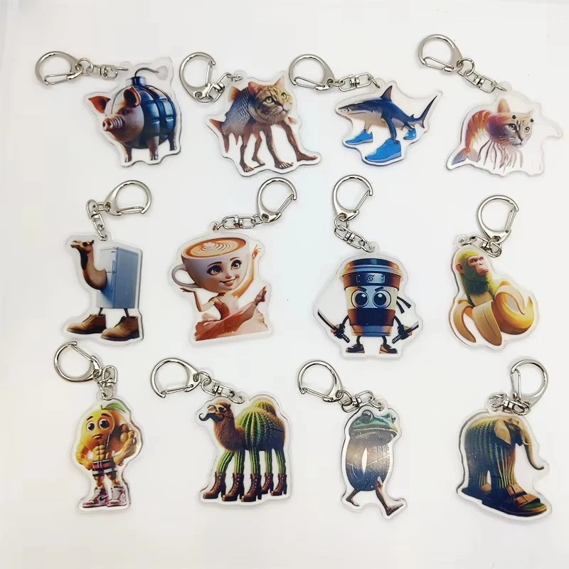Creative Italian Brainrot Animals Keychains for Accessories Funny Sigma Skibidi Rizz Cat Silly Meme Keyrings Fans Friends Gifts