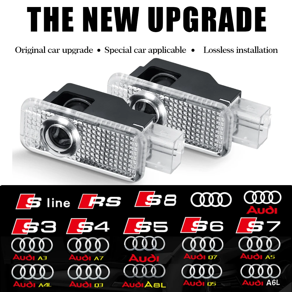 LED شعار سيارة الباب الداخلي ضوء لمبة الديكور مصباح لأودي Sline S3 S4 S5 S6 S7 RS Q7 Q5 Q3 A4 B8 8P A3 A6 C7 A5 A6L Quattro #1