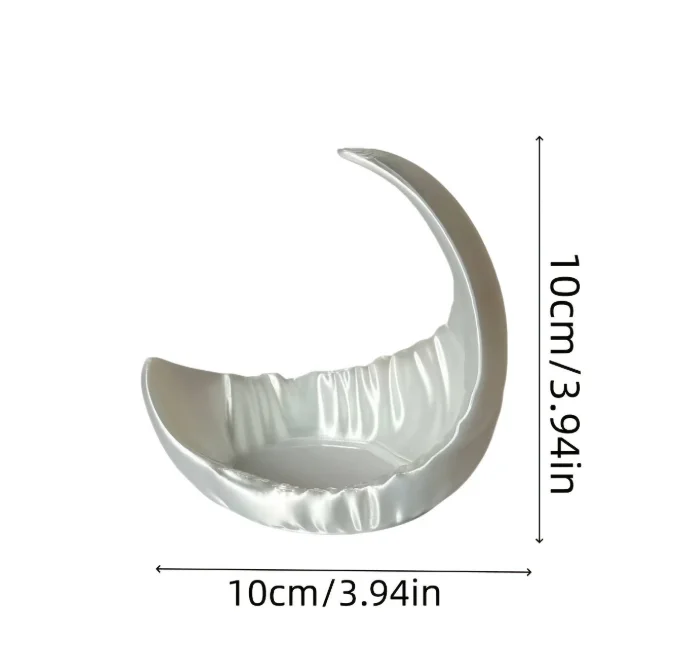3D printed velvet white moon jewelry tray decorative tray vanity table decorative storage tray - artistic home decoration item