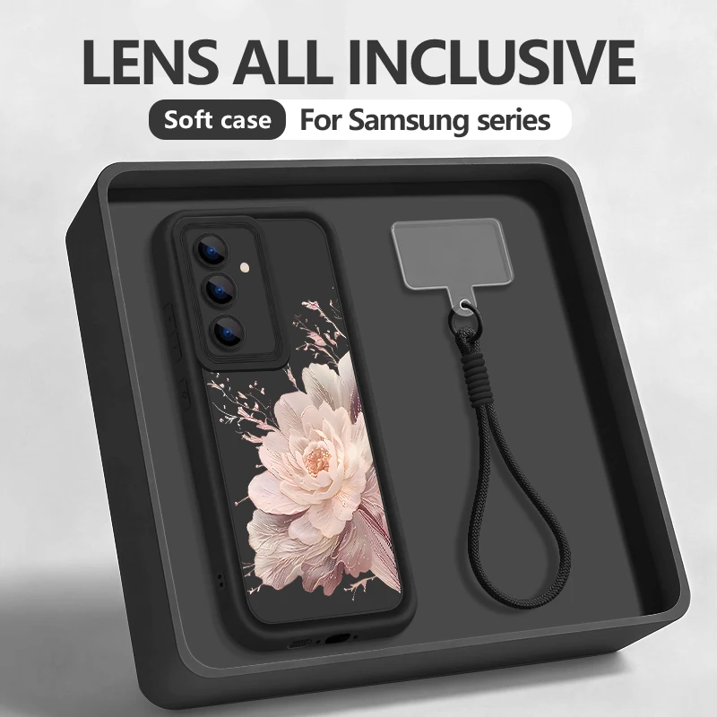 Wrist Lanyard Phone Case For Samsung Galaxy S26 S24 S25 Ultra S23 S25 FE A57 A17 A56 A16 A55 A54 A15 A25 Floral Print Back Cover