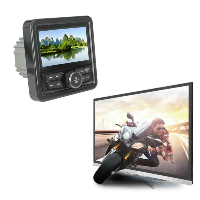 Plain Marine Radio Boat Stereo Bluetooth FM AM Digital Media Audio Player Waterproof For Yacht ATV UTV Golf Cart Motorcycle Part