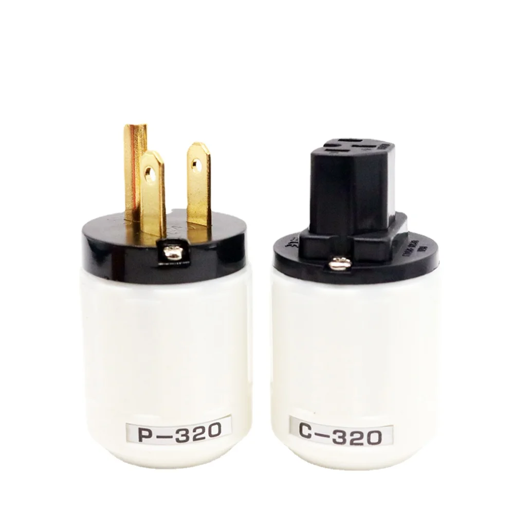 Pair P320 + C320  Pure Copper Plated 24k Gold Plated US Version Hifi Power Plug IEC Connecter