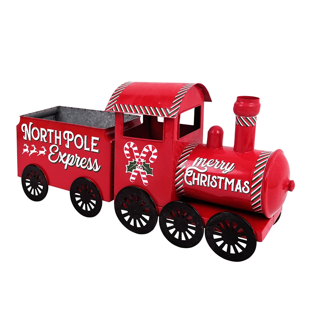 

Christmas Party Interior Decoration Metal Red Small Train Craft Supplies Train Decoration New Year Gifts Christmas Small Train M