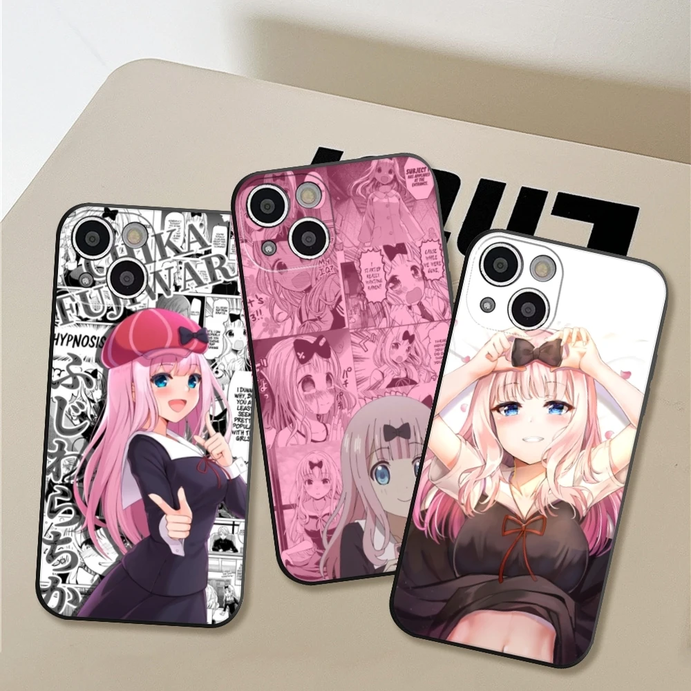 Chika Fujiwara Kaguya Sama Love Is War Phone Case FOR IPhone 15 14 13 11 12 Pro MAX XR XS MINI Soft Silicone Black Covers