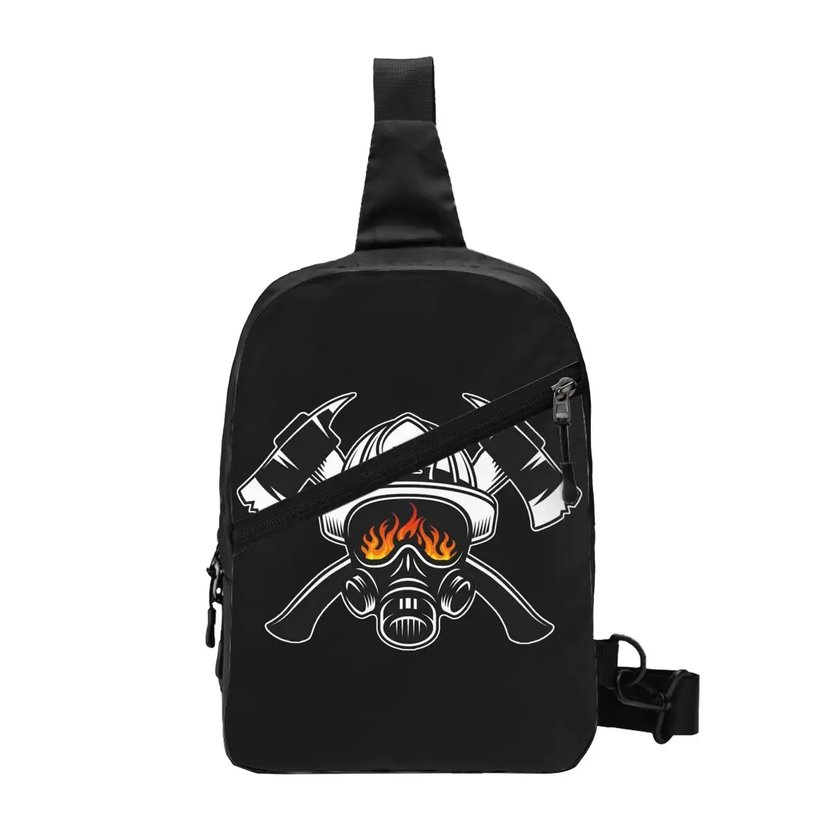 

Firefighter Skull Crossbody Sling Backpack Men Custom Fireman Rescue Chest Shoulder Bag for Travel Hiking Daypack