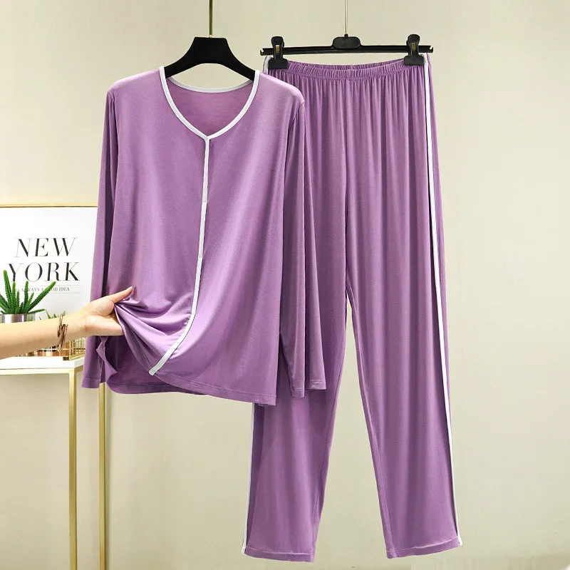 Ensemble de pyjamas Rick pour femmes, vêtements de nuit chauds, manches longues, modal, automne, hiver