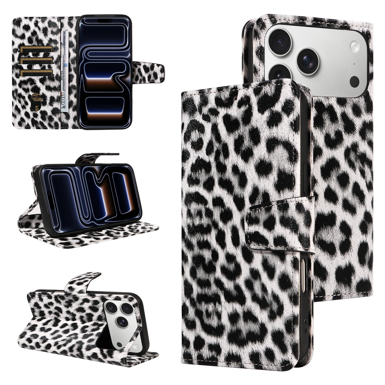 PU Leather Phone Case for Samsung A56 A55 A54 A53 A52 A36 A35 A34 A33 A26 A16 A15 A13 Bracket Multi-slot Anti-drop Phone Cover