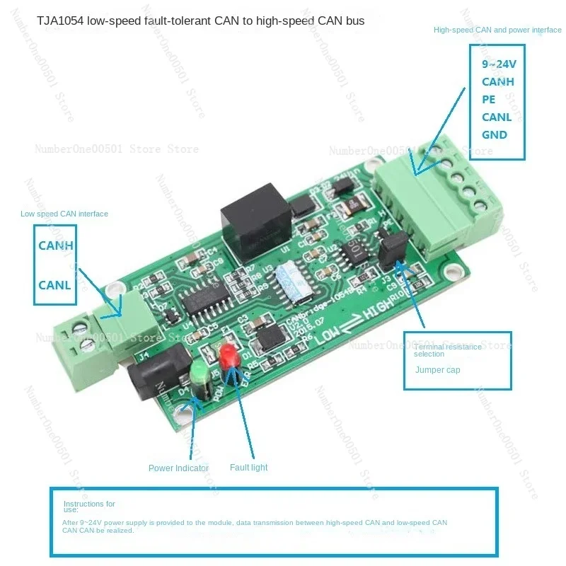 

TJA1054 fault tolerant CAN low speed CAN adapter