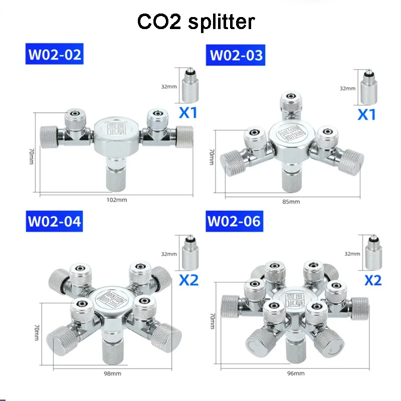 Aquarium CO2 diversion CO2 regulator multi-channel diversion control valve aluminum alloy CO2 multi-channel 2/3/4/6 optional