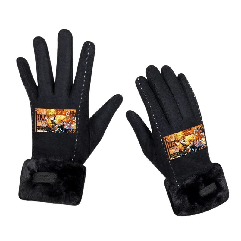 

Demon Slayer Anime Cartoon Fingerless Gloves Giyu Tomioka Peripheral Goods Winter New Warm Children Outdoor Gloves Student Gifts
