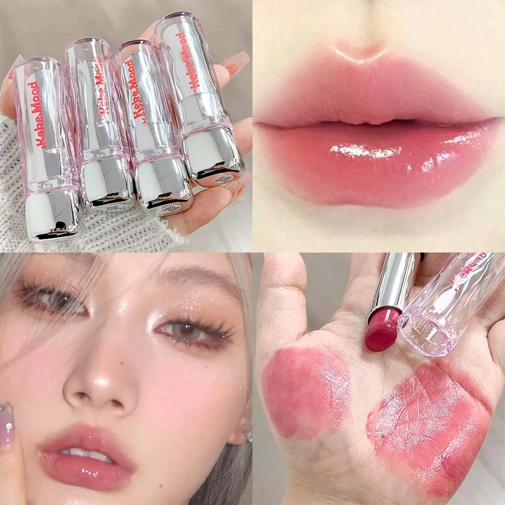 Glossy Mirror Lipstick Makeup Crystal Jelly Solid Lip Gloss Long-Lasting Moisturizing Non Sticky Nude Lips Tint Korean Cosmetics