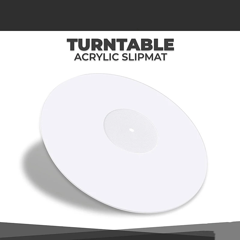 Turntable Acrylic Slipmat For Vinyl LP Record Players - 2.5Mm Thick Provides Tighter Bass - 12Inch Platter Mat (White)