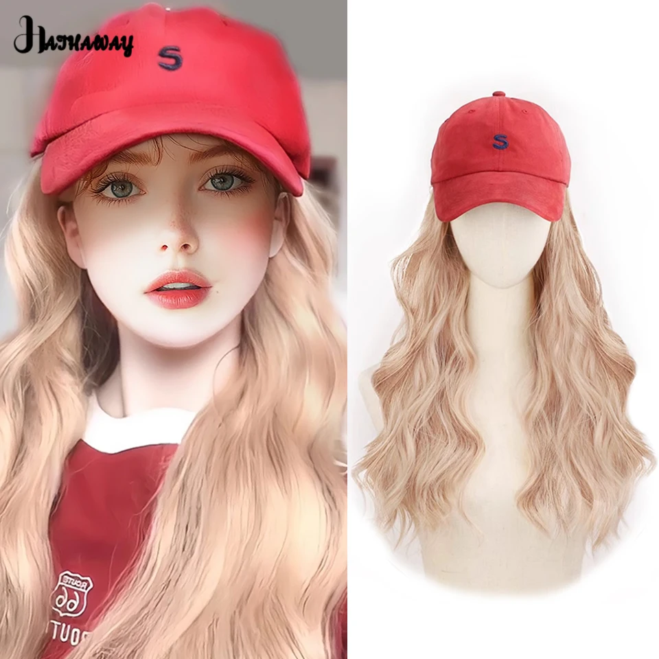 16 Inch Hat Wig Female Synthetic Fashion Explosions Baseball Cap Big Wave Long Curly Hair Wig Hat Shopping Out Everyday Wear Wig