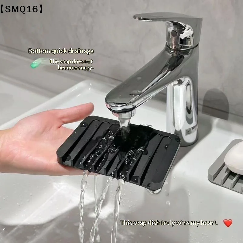 Self Draining Soap Holder Silicone Soap Dish Storage Holder Soap Box Draining Kitchen Sink Sponge Tray Bathroom Accessories【SMQ】