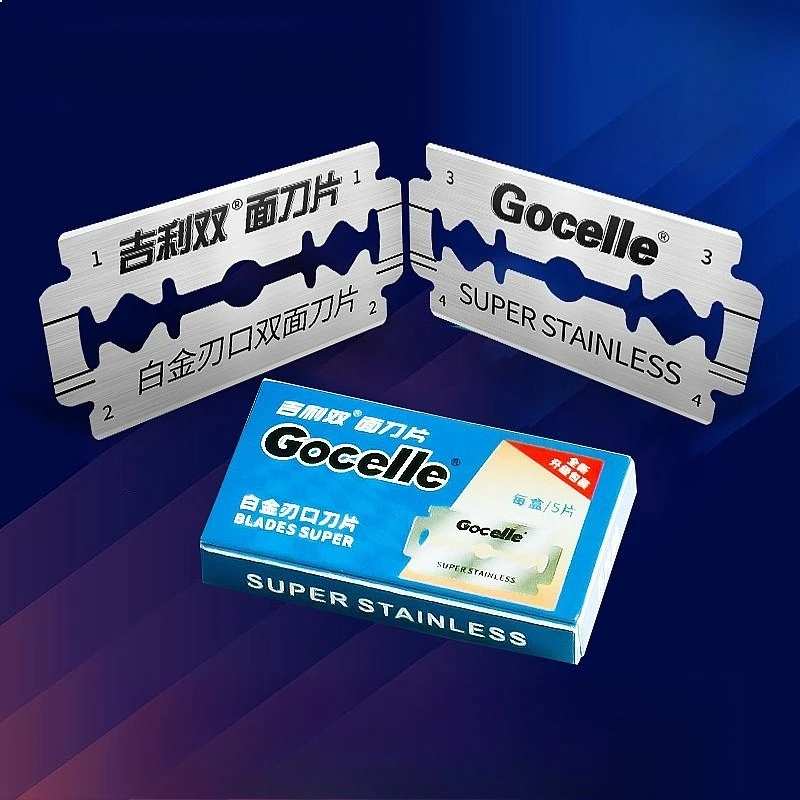 Double Edge Vintage Style Manual Shaving Razor Blades For Men Beard Trimmer Face Hair Removal Grooming Tool Refills Gift Set