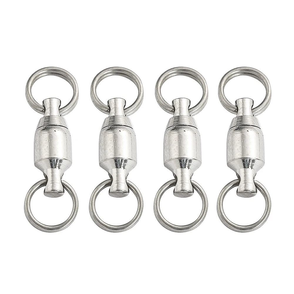 10PCS Stainless Steel Bearing Swivel Hooks Connector Rotating Lure Fishing Tackle Snap Split Ring DIY Wind Spinner Accessories