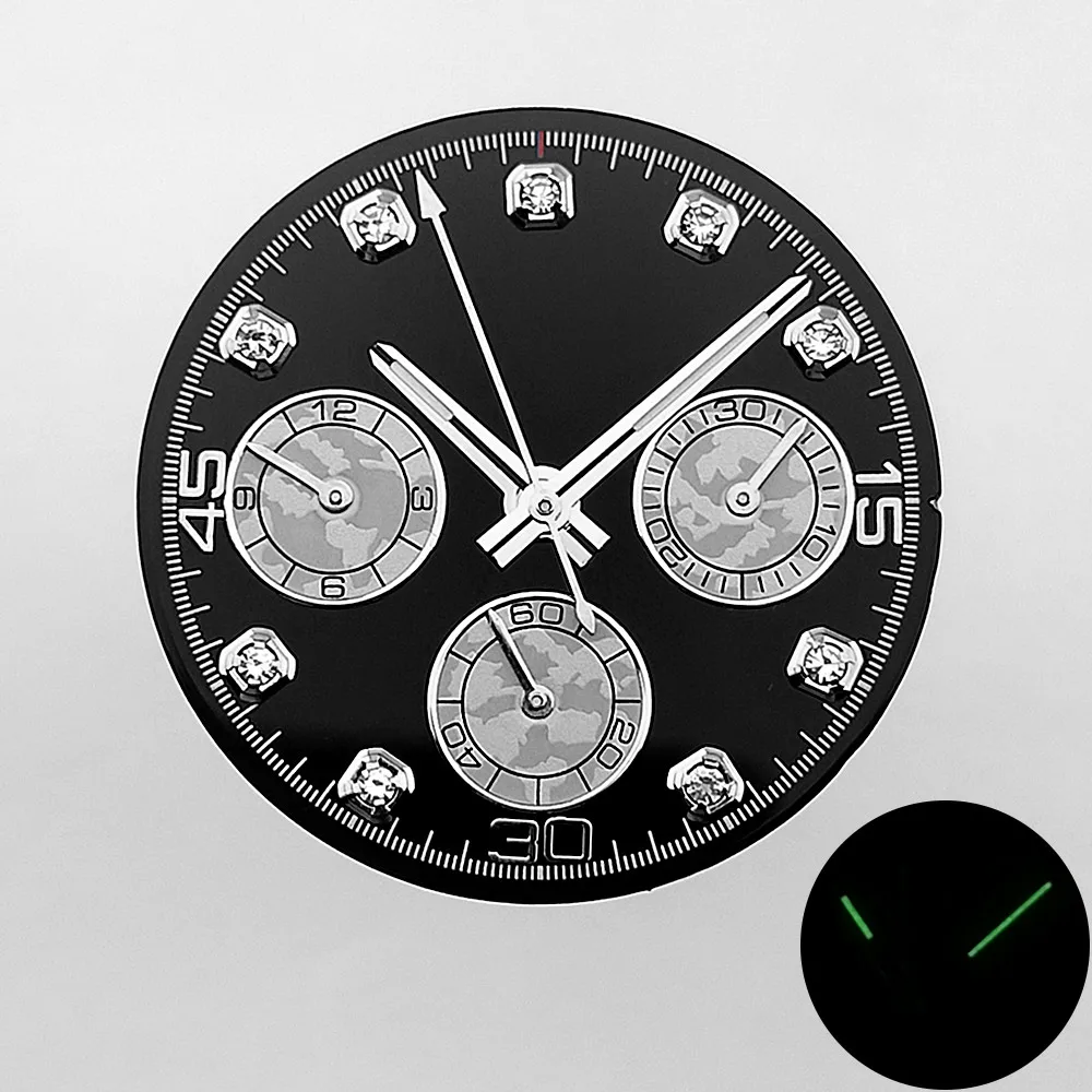 39,5mm Herren-Uhrengehäuse aus Acryl, transparent, geeignet für VK63, mit schwarzem, blauem, grünem, weißem Armband, Uhrenteile und Zubehör – Detail 16