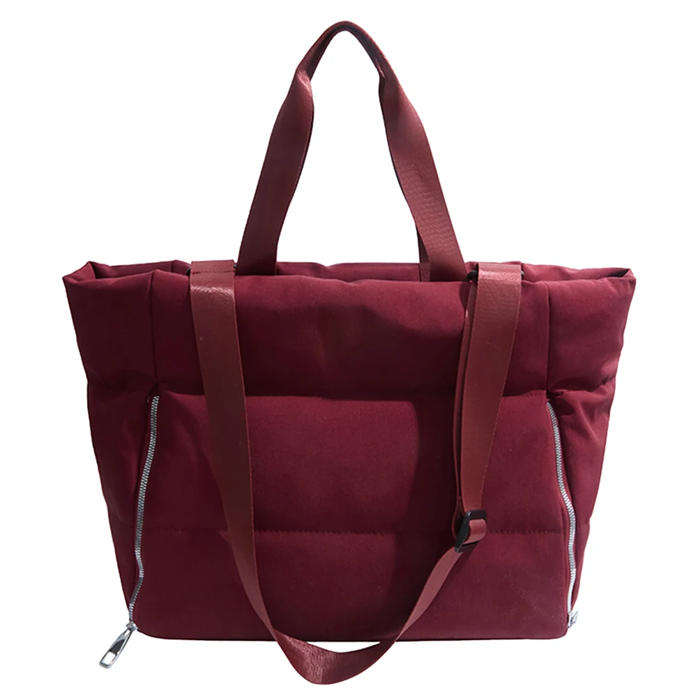 女性パファートートハンドバッグ大容量カジュアルパッド入りバッグ無地ふくらんショルダーバッグ女性旅行バッグ