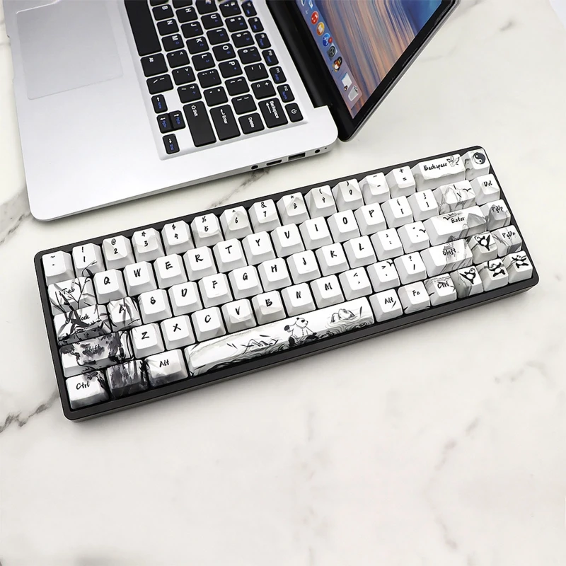 

OEM-профиль Kungfu Panda Keycap, 68/71/110 клавиш, колпачки для клавиш Dye-Sub для GK61/64/68/87