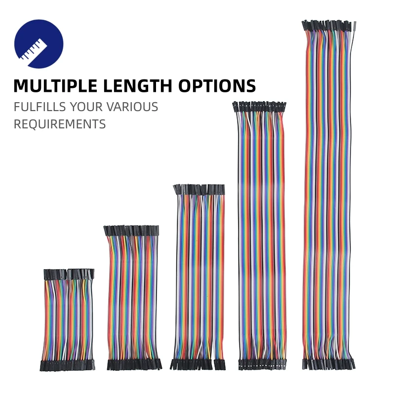 2.54mm 40Pin Jumper Wire Cable High Quality M-M + M-F + F-F Dupont Line Multicolored Ribbon for Arduino DIY Project