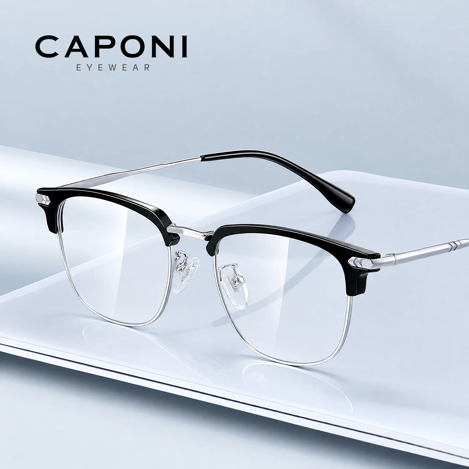 CAPONI Progressive Multifocal Men Glasses Pure Titanium Anti Blue Ray Reading Glasses Diopter from +0 to +3.0 Glasses LH15208