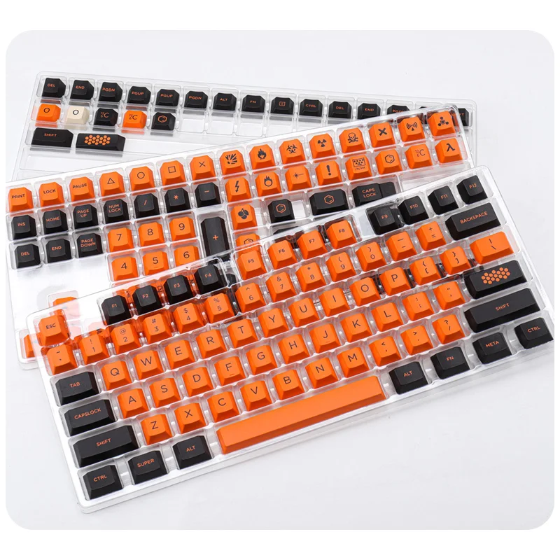 

ECHOME Carbon Keycaps Set Custom Orange PBT Keyboard Cap Cherry Key Caps 68 98 104 87 75 108 for MX Switches Mechanical Keyboard