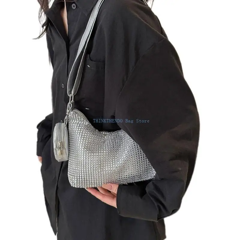 

340D Stylish and Durable PU Crossbody Bag Shoulder Bags Handbagwith Glittering Decor