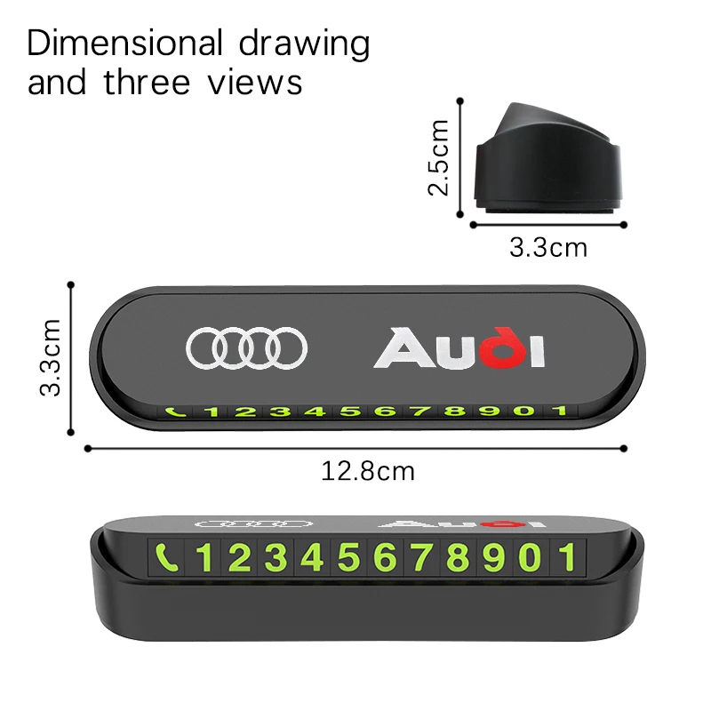 Car Temporary Parking Card Phone Number Card Plate For Audi A4 A3 A5 A6 A7 C7 B5 B6 Q2 Q3 Q5 Q7 TT Sline Accessories Car Styling