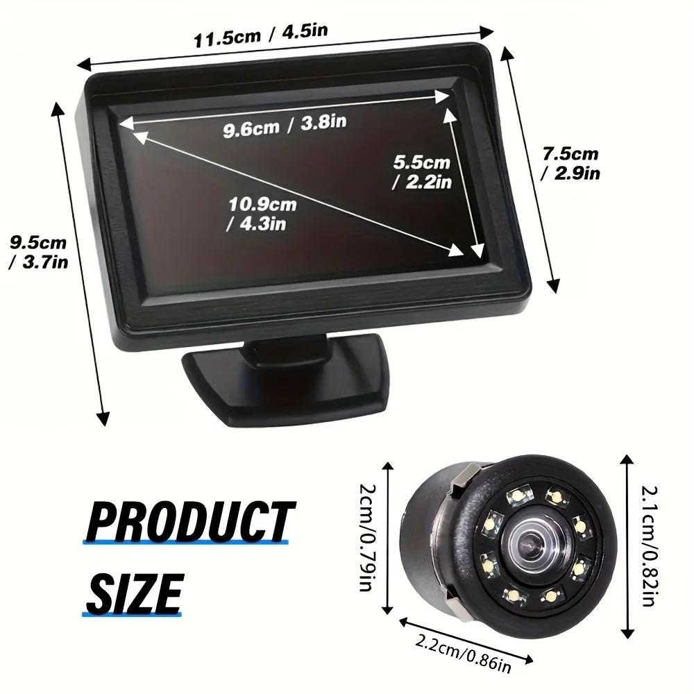 High-Definition Night Vision Rearview Camera And 4.3-Inch Car Monitor Set, Automatic Switching with Reversing Priority