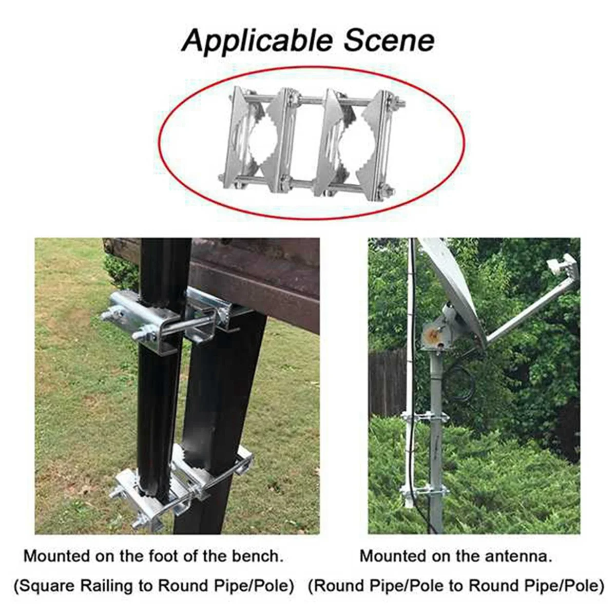 ABJZ Double Antenna Mast Clamp V Jaw Block with Bolts Mast to Mast Clamp,Patio Umbrella Holder Heavy Duty Pole to Pole