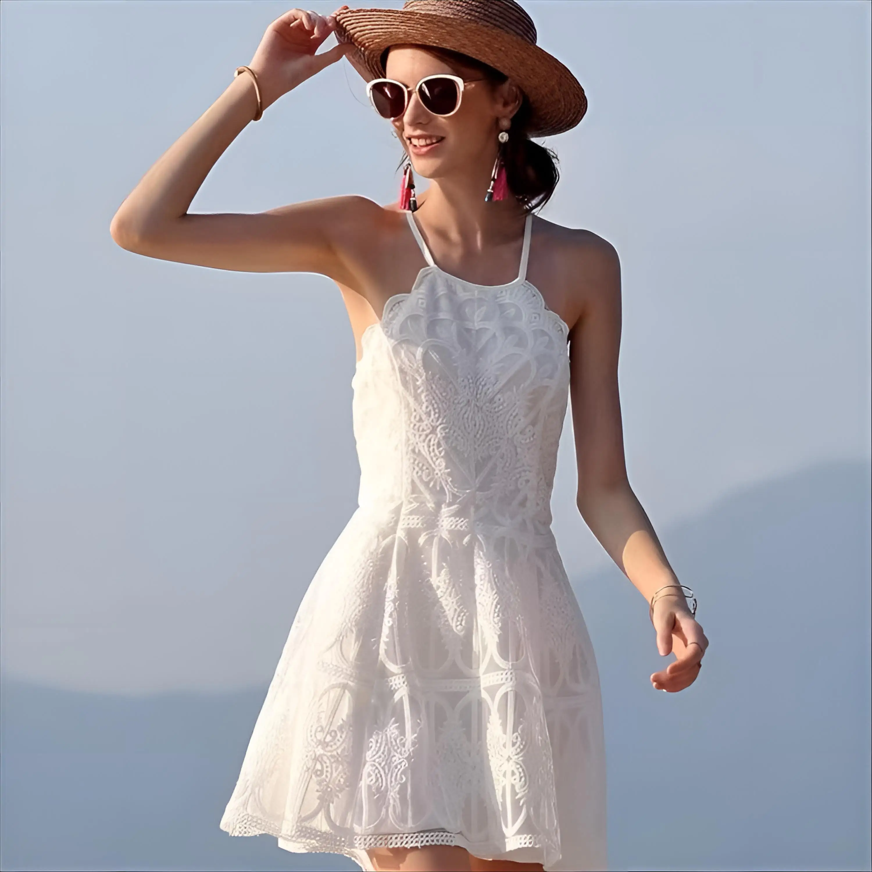 

Пляжный топ без бретелек с цветочным принтом для женщин и девушек, лето 2025, для вечеринок, солнцезащитный, красивый, для кемпинга