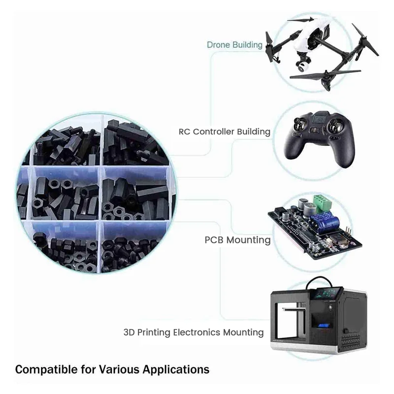 ABGR-320Pcs M2 macho hembra hexagonal Nylon espaciador tornillo roscado Pilar PCB placa base separador fácil de usar