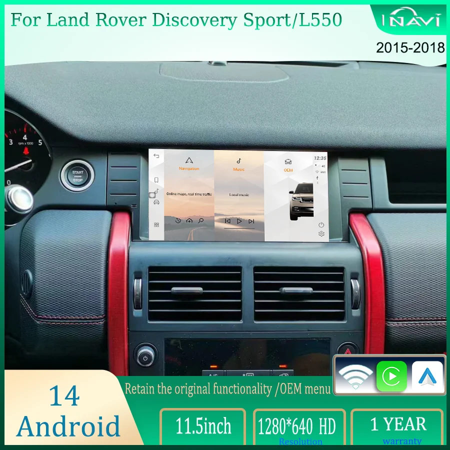 11,5-дюймовый Android 14.0 2015-2018 Land Rover Discovery Sport/L550 Carplay Retains OEM-меню Радиоэкран 11,5-дюймовый Android 14.0 2015-2018 Land Rover Discovery Sport/L550 Carplay Retains OEM-меню Радиоэкран