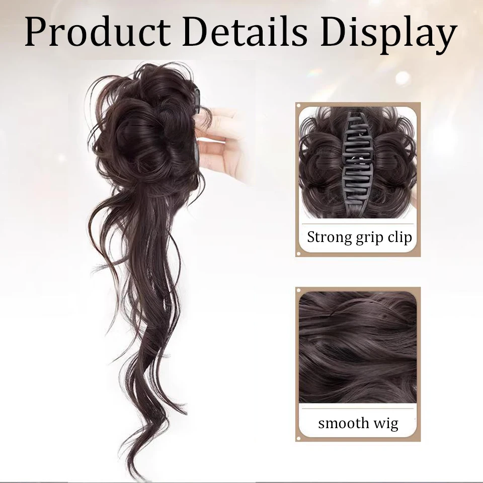 Synthetic Extra-long Dragon Beard Bun Hair Clip Style Retro Korean Style Elegant And Lazy Fuffy Bun Hair Clip Wig For Women