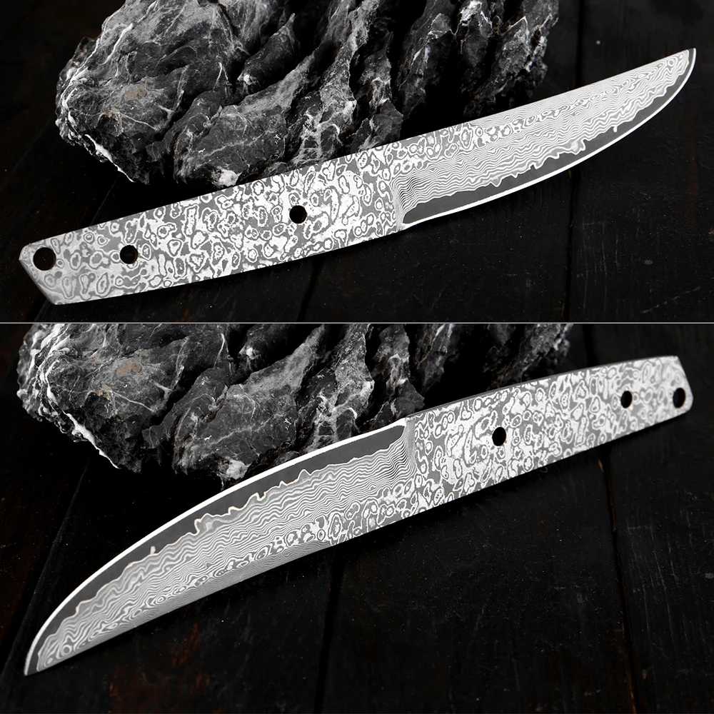 XITUO Damascus Steel Blade Blank Full Tang Handmade DIY Knife Making Sharp Straight Blade Blank Heat-treated High Hardness Knife