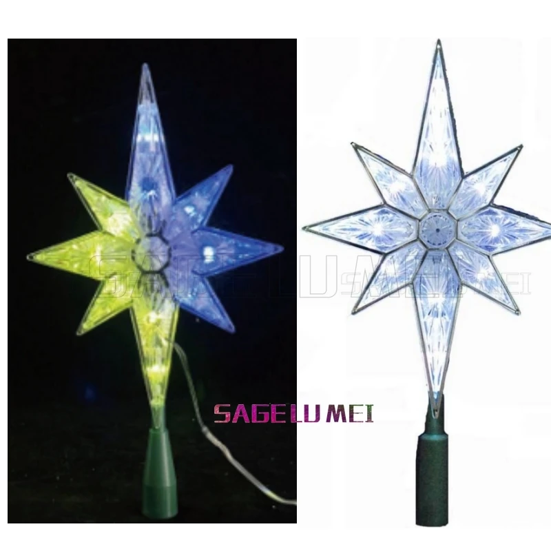 Octagonal Star Christmas Tree Top Smart Christmas Tree Topper Star DIY Music Sync Voice Remote APP Decor Holiday Xmas Tree Light