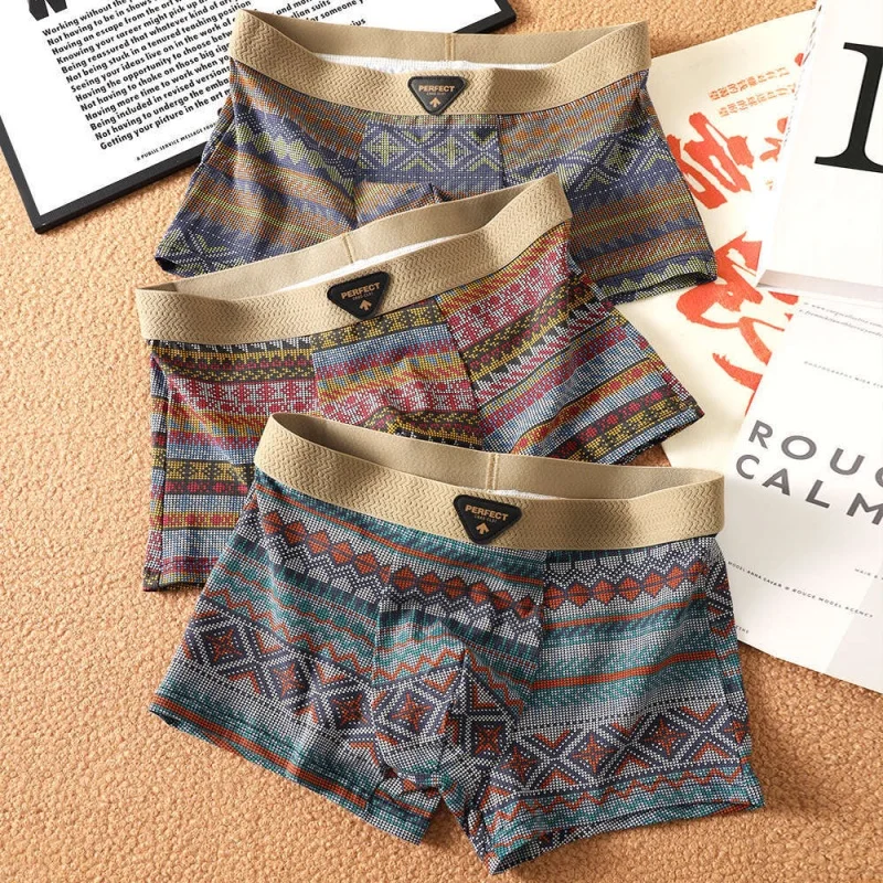 

New Arrival Men's Plus Size Briefs American Vintage Diamond Pattern Sexy Briefs Cotton Soft Comfortable Breathable Boxer Briefs