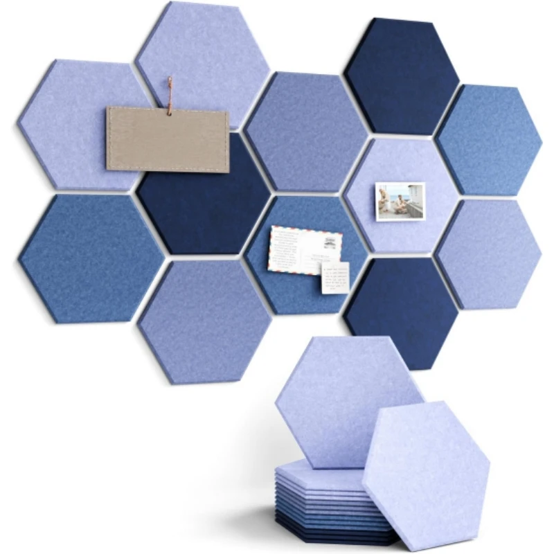 Felt Sound Absorbing Panels Hexagon Acoustic Wall Tiles Decorative Panels for Home Office Studio Interior DIY Decor Wall Sticker