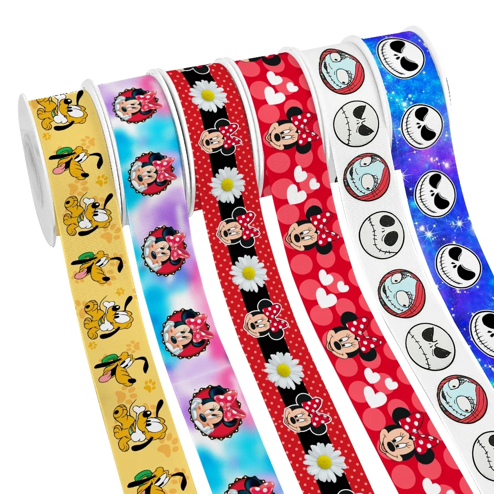 10 Yards Mini Disney Donald Duck Cartoon Daisy Goofy Printed Ribbon Grosgrain Satin For DIY Girl Headwear Party Decoration