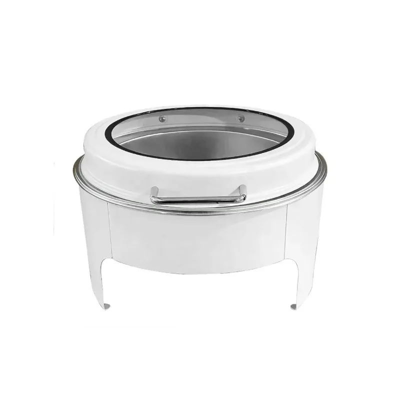 Alcohol-Fueled 6L Capacity Energy Saving Mode White Stainless Steel Chafing Dish Buffet Food Warmer For Catering Hotel