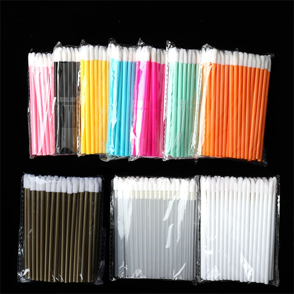 Disposable Hollow Mini Lip Brush Portable Colorful Lipstick Lip Gloss Stick Applicator Beauty Tool Makeup Brushes 50Pcs/pack