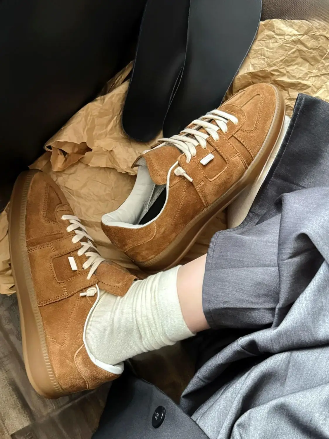 

New 2026 Men's And Women's Agam Ins Faux Suede Dequan Casual Sports Shoes Lace-Up Breathable Trendy round Toe Flat Heel